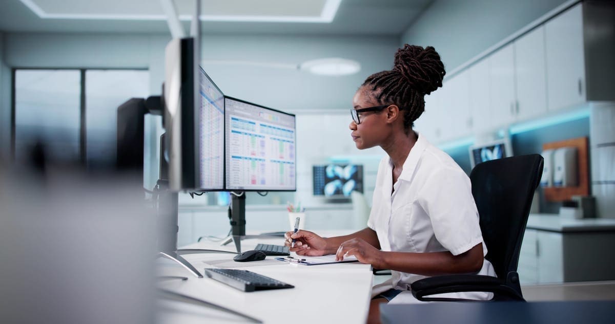 Healthcare professional reviewing call data